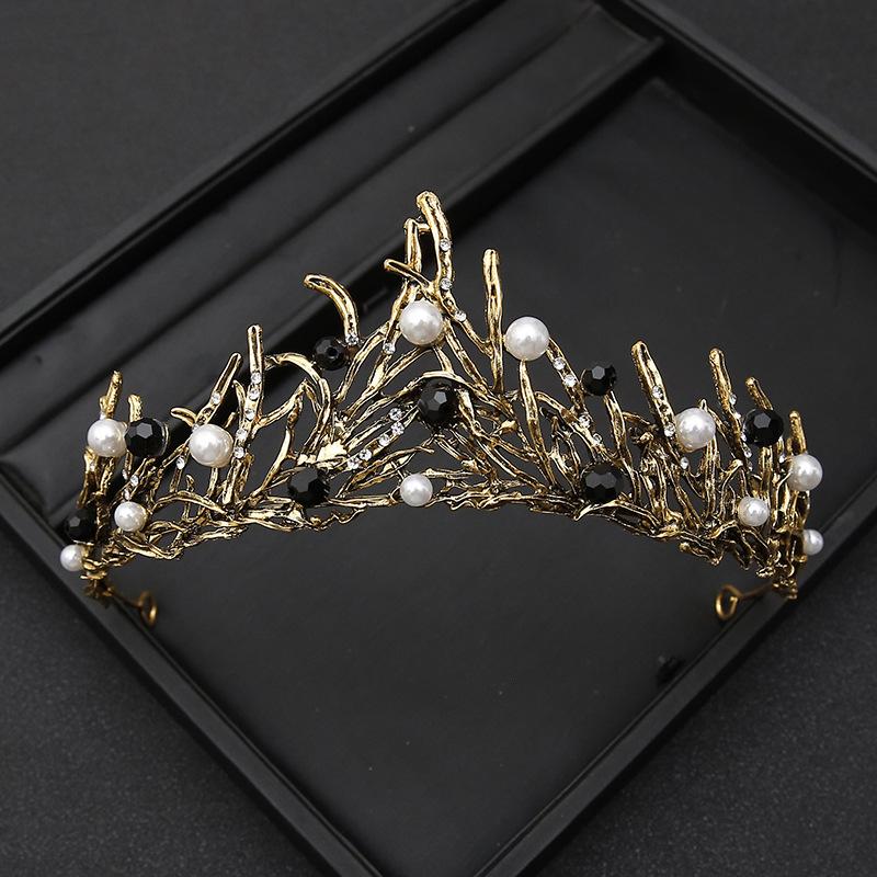Black Retro Simple Elegant Crown Bridal Tiara for Women Princess Adult Birthday Crown Children's Hair Accessories