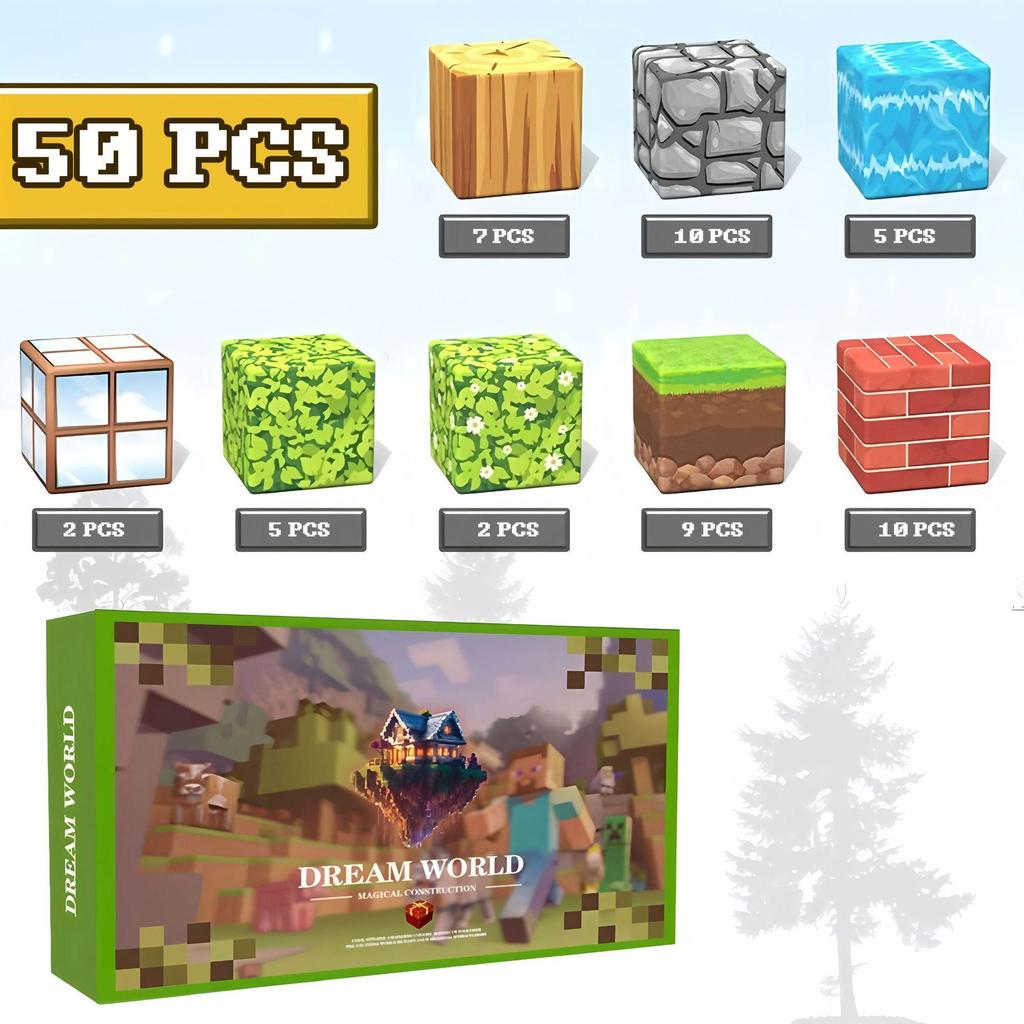 My Magnetic Block World: Primeval Forest Series Educational Building Cubes for Children
