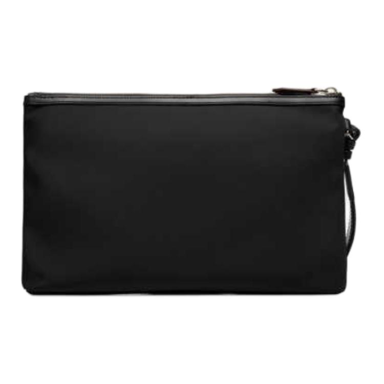 Bally Logo Zip Closure Leather Clutch Men Clutch Black White Red 6310504
