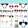 Disney Rode Katoenen Strik Hoofdband Cartoon Minnie Mickey Oor Haaraccessoire Met Glanzende Pailletten