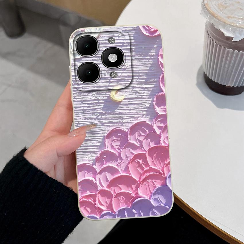 For itel A90 A50C A80 P60 S25 Ultra Power 70 Phone Cover Pretty Flower Pattern Smooth Liquid Silicone Screen Protector Shockproof Case For itel Casing