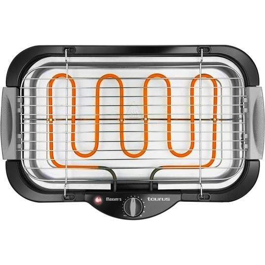 Barbecue Électrique - TAURUS - Maxim's - 2400 Watts - Surface De Cuisson 41 X 24 Cm - Thermostat Réglable