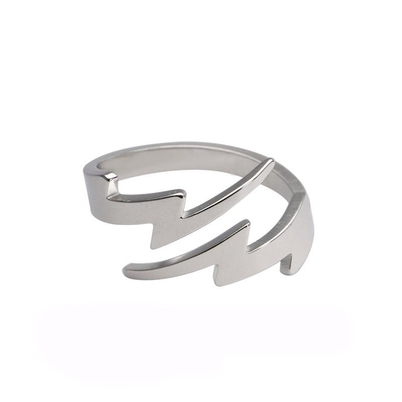 

Lightning Ring Tide Brand Titanium Steel Hollow Opening Personality Simple Dark Ring Male Couple Tail Ring Accessories Tide no. 6