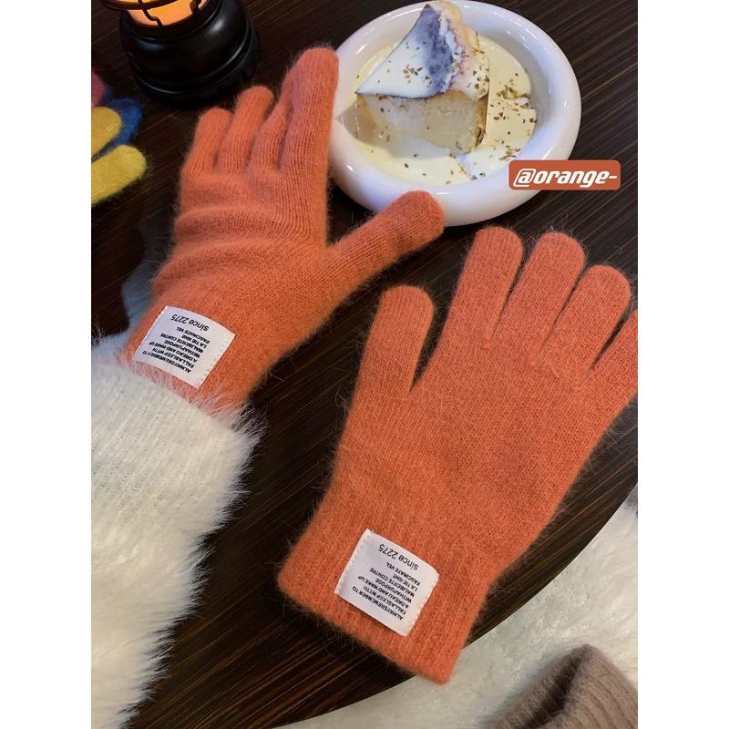 Nové jednobarevné teplé zesílené pletené rukavice pro ženy na zimu bez prstů pro dotykový displej vlněné studentské cyklistické rukavice