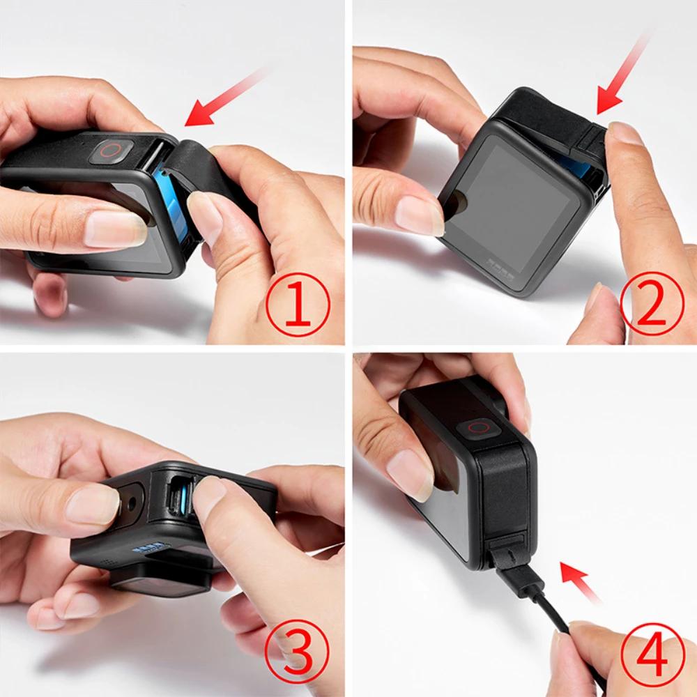 Flip Battery Cover for GoPro Hero 11 10 Black Removable Battery Lid Door Type-C Charging Port Side Case for Gopro 9 Accessories