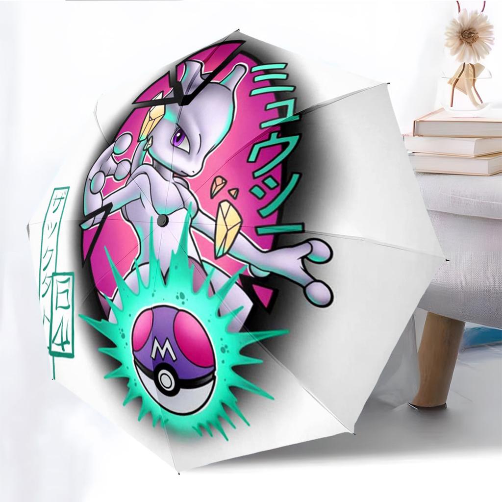 Mewtwo Pokemon Anti UV Umbrella Sun Protection Shade Umbrella Waterproof Windproof Outdoor Travel Parasol