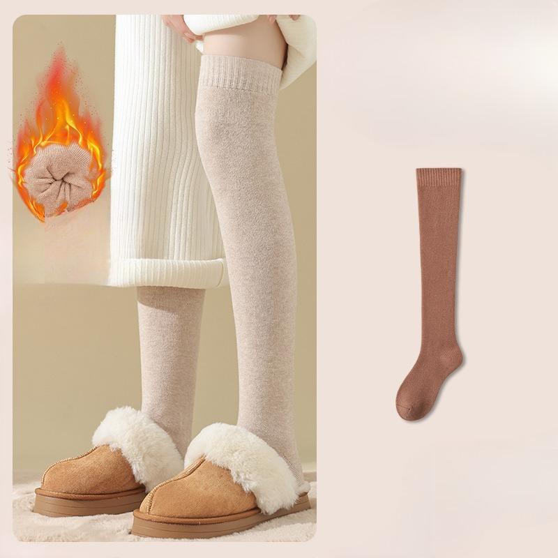 Cashmere Knee-high Women's Autumn and Winter Socks with Thickened Fleece and Anti-slip High-top Warm Loops