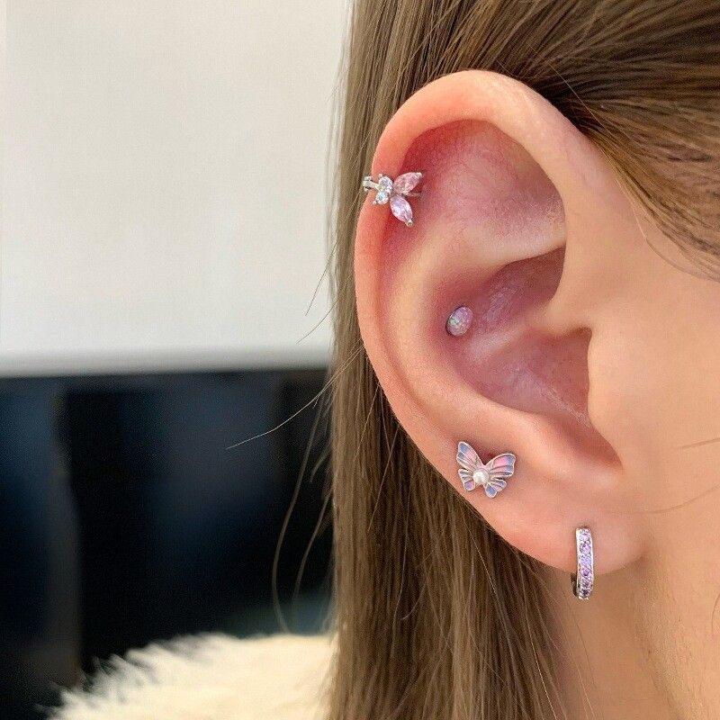 Ear Bone Nail Ear Bone Ring Medical Titanium Steel Ear Studs Ear Hole Titanium Alloy Female Ear Worm Nail Edge Unique Earrings Earrings