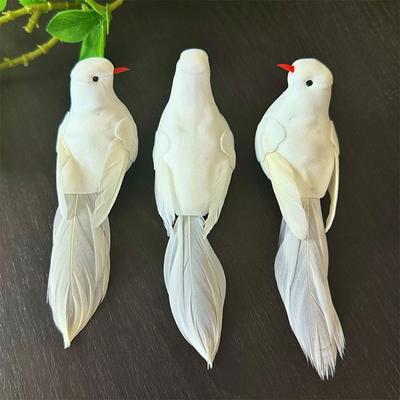 6 Pièces Colombe en Mousse Oiseaux Artificiels Accessoires DIY Artisanat Animal en Mousse Artificiel Accessoires Photo avec Pinces Modèle d'Oiseau Artificiel
