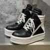 Martin Boots High Street Board Shoes Autumn And Winter Men'S And Women'S Black And White Double-Layer Thick-Soled Inverted Triangular High-Top Shoes