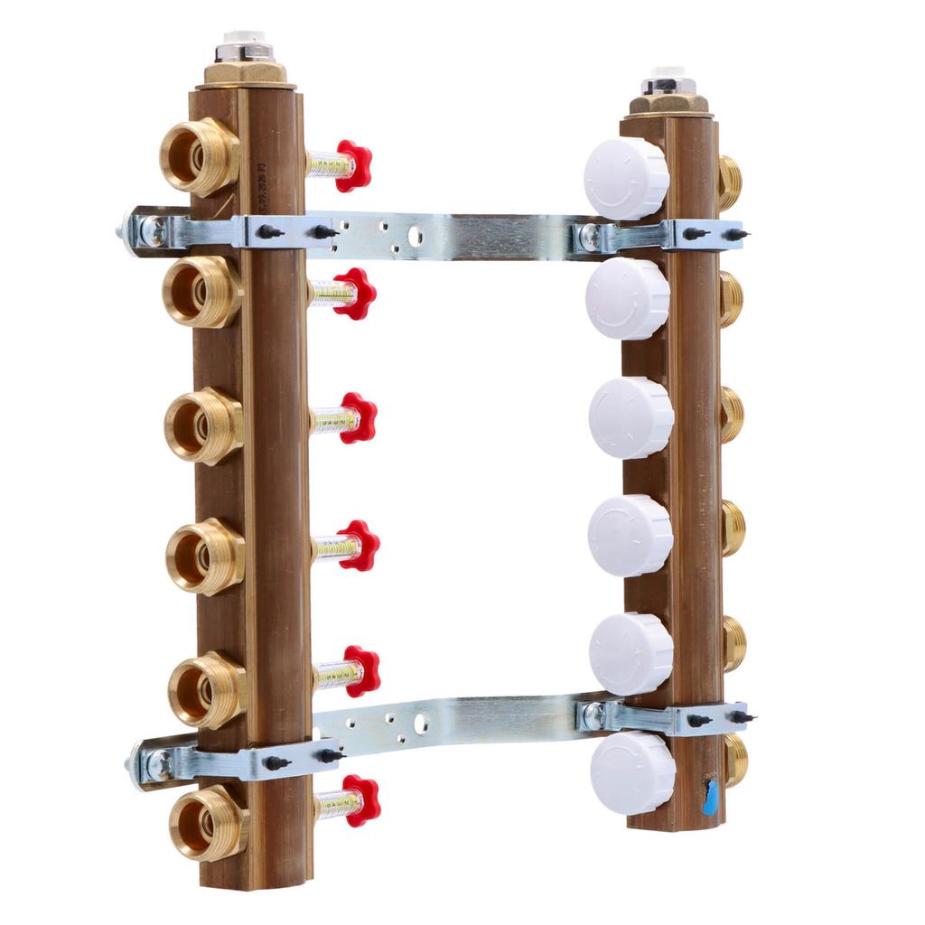 Underfloor Heating Manifold with Valves for Actuators, M30 Thread and