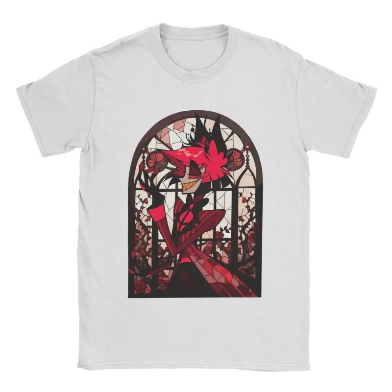 Men's T-Shirt Stained Glass Alastor Hazbins Hoteled Humor Cotton Tee Shirt Short Sleeve T Shirts Crewneck Clothing Shirts