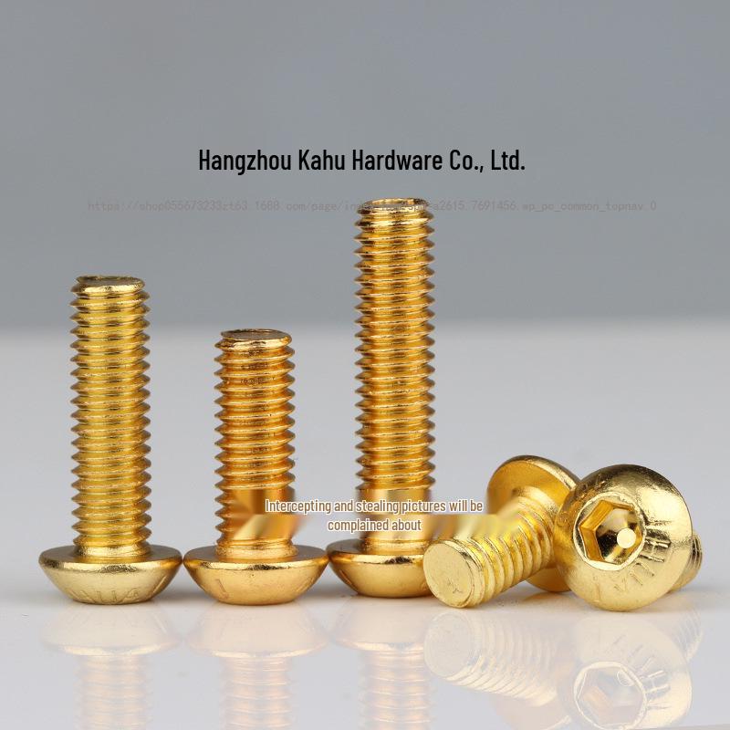 Titanium Gold Semicircular Head Hex Socket Screws - M2.5 to M8 Pan Head Sizes