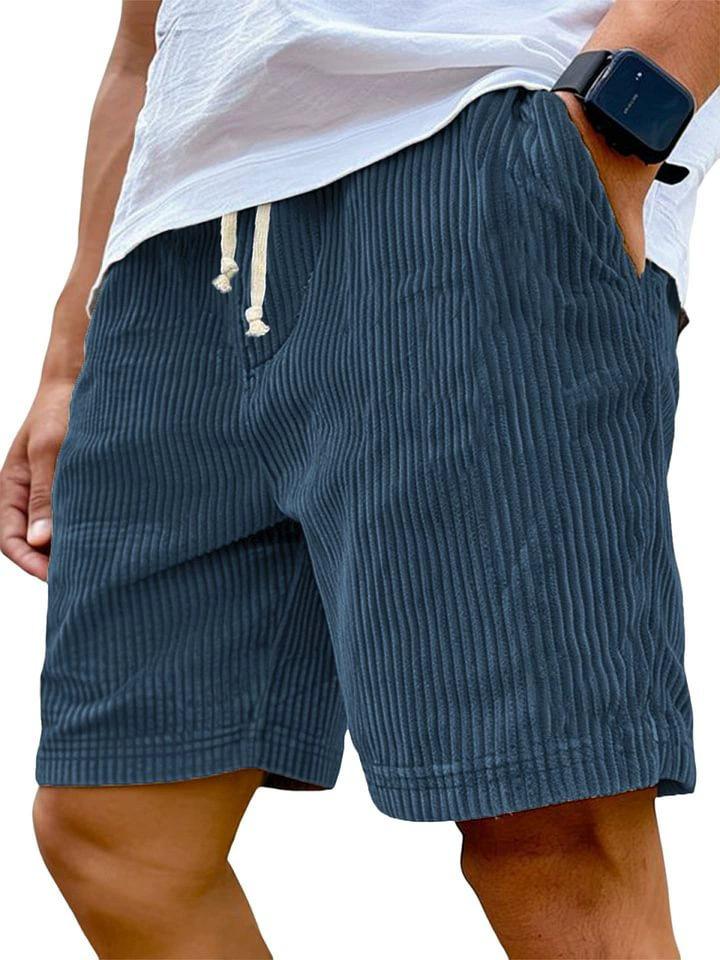 2025 Men's Retro Embroidered Logo Corduroy Drawstring Shorts