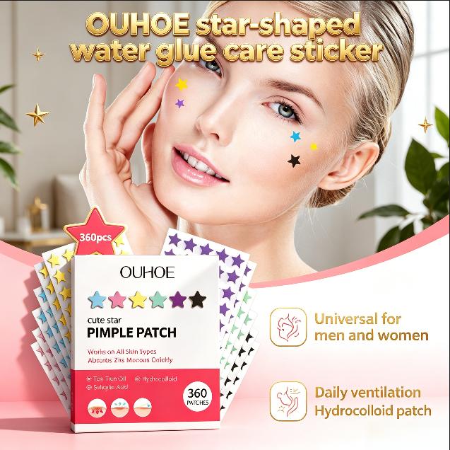 OUHOE star-shaped hydrocolloid care patch men and women facial partial patch daily breathable concealer hydrocolloid patch 360pcs