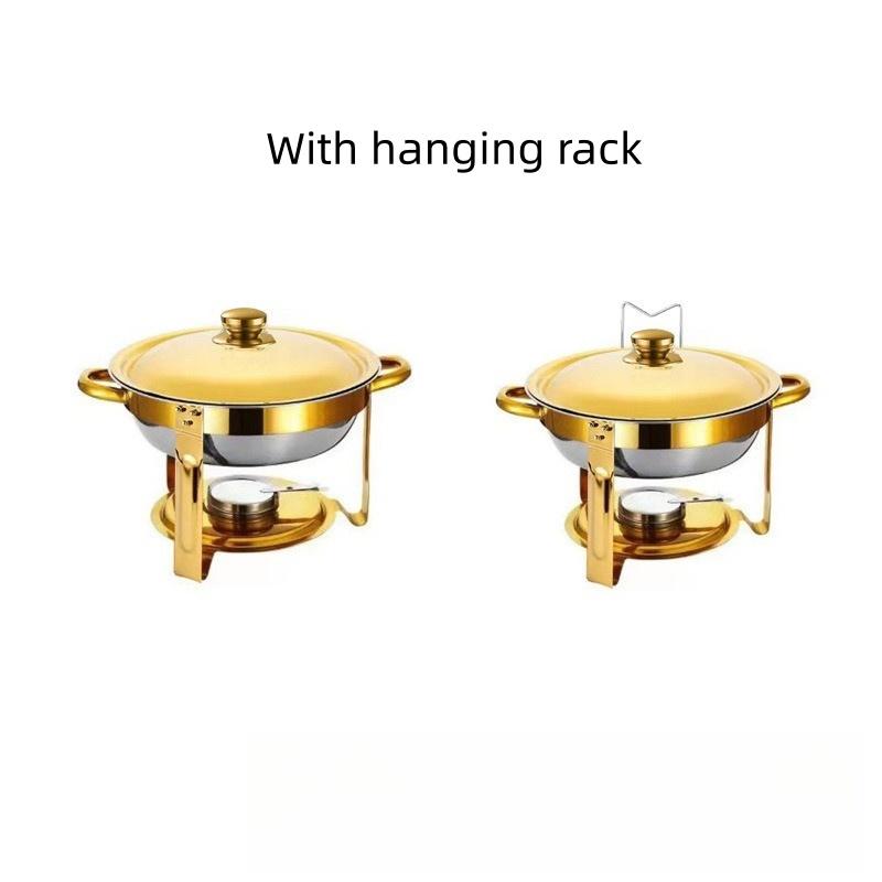 Alcohol Stove Large Capacity Circular Gold-plated Insulated Heating Furnace Hotel Restaurant Stainless Steel Buffet Stove