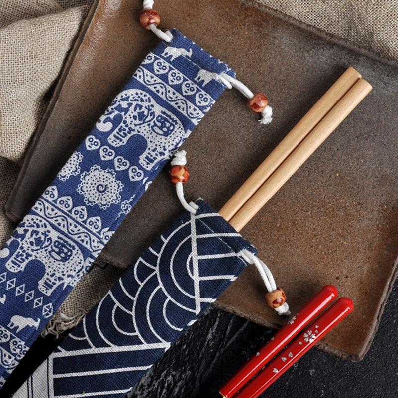 1ks opakovaně použitelný slaměný sáček sáček na kovové slámové příbory Barevné cestovní kempingové hůlky Lžíce Vidlička Nůž Úložný sáček Zásobník