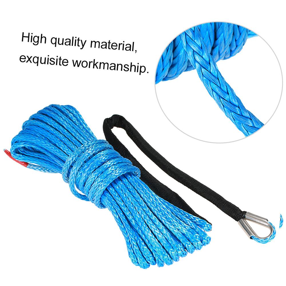 6.5mm*15m 1/4'' x 50' 6600lbs Synthetic Winch Rope Cable,Blue