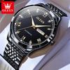 OLEVS Original Men's Watch Stainless Steel Dual Calenadr Classic Luxury Business Automatic Mechanical Wrist Watches for Man 6602