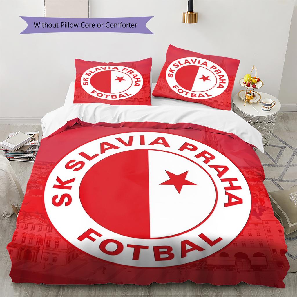 SK Slavia Praha Pattern Bedding Home Decoration Birthday Gift (1 * Duvet Cover + 2 * Pillowcase, Without Core)
