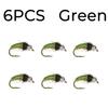 6PCS Bead Head Ice Silk Nymph Fly Fishing Lure, Sharp High Carbon Hook Sinking Bait for Trout Minnow Panfish