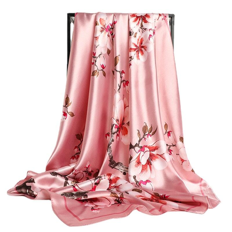 Damen Kopftücher Bandanas Seidensatin Halstücher 90CM