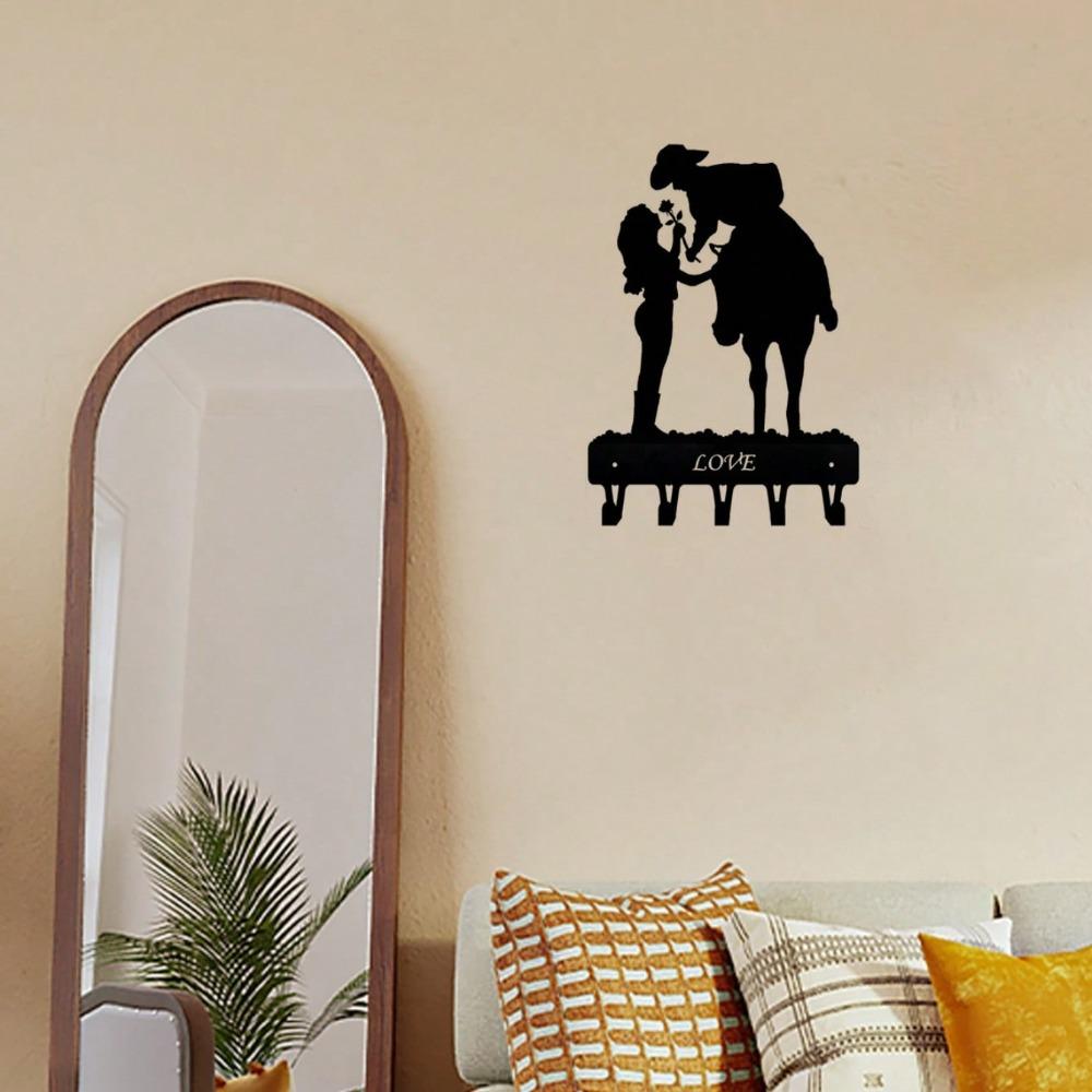 Metal Wall Hook Bohemian Home Decor Romantic Couple Key Holder Rustic Iron Hooks