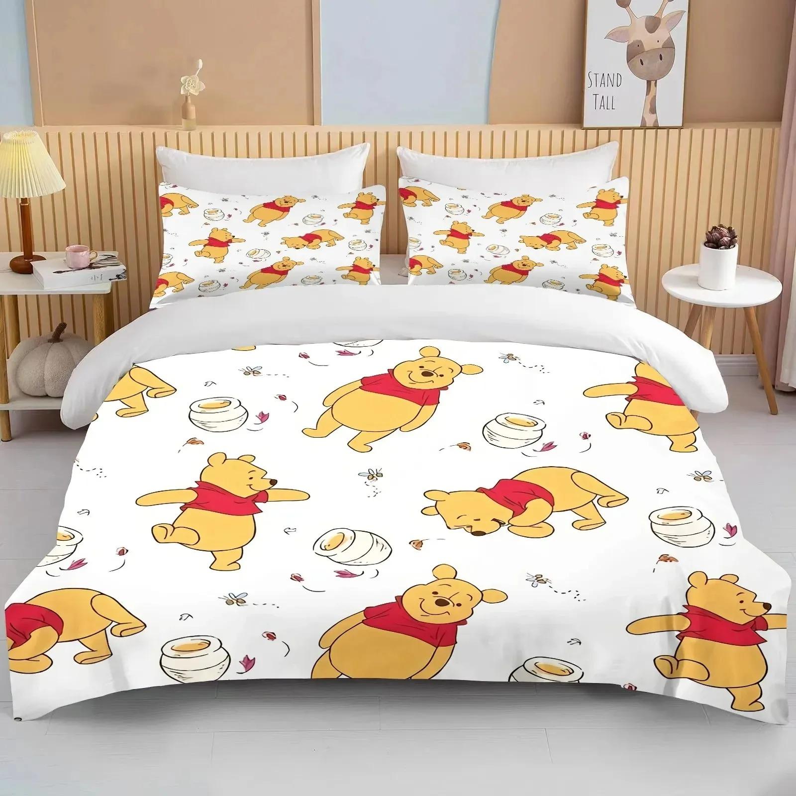 

Winnie The Pooh Bed Covers Bedding SetCartoon Bear Cover Modern Printed 2/3-Piece Set 1 Bed CoverBirthday Gifts US Queen(228*228cm)3pcs