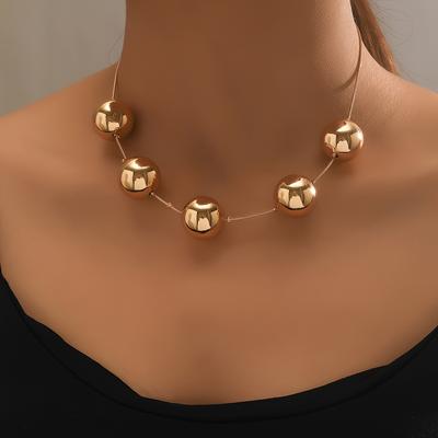 Geometric Bead Necklace Women's Beaded Exaggerated Large Round Bead Clavicle Chain