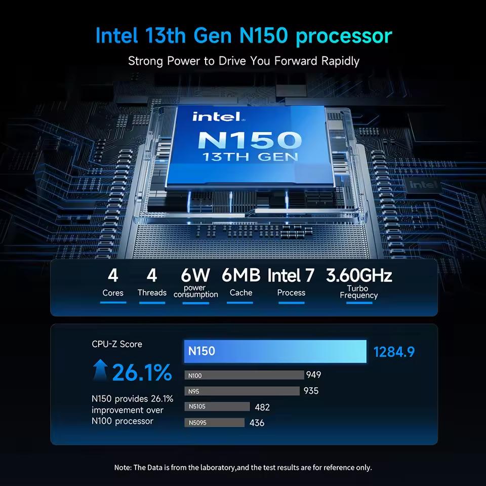 BMAX B4 Ultra Mini PC Windows 11 PC Intel N150 12GB 512GB SSD HDMI Type-C Supports 4K@60Hz 1000MHz Intel Graphics HDMI USB