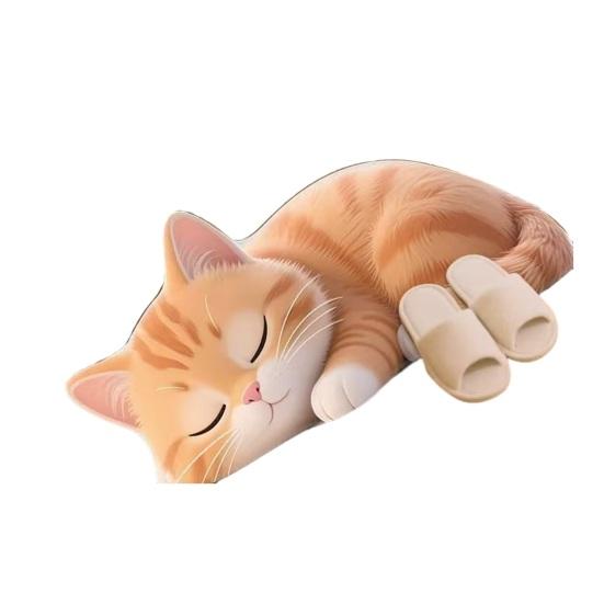 Floor Mat 3D Cartoon Cat Pattern Rug Non-Slip Backing Easy Maintenance Living Room Rug Multipurpose Home Decor