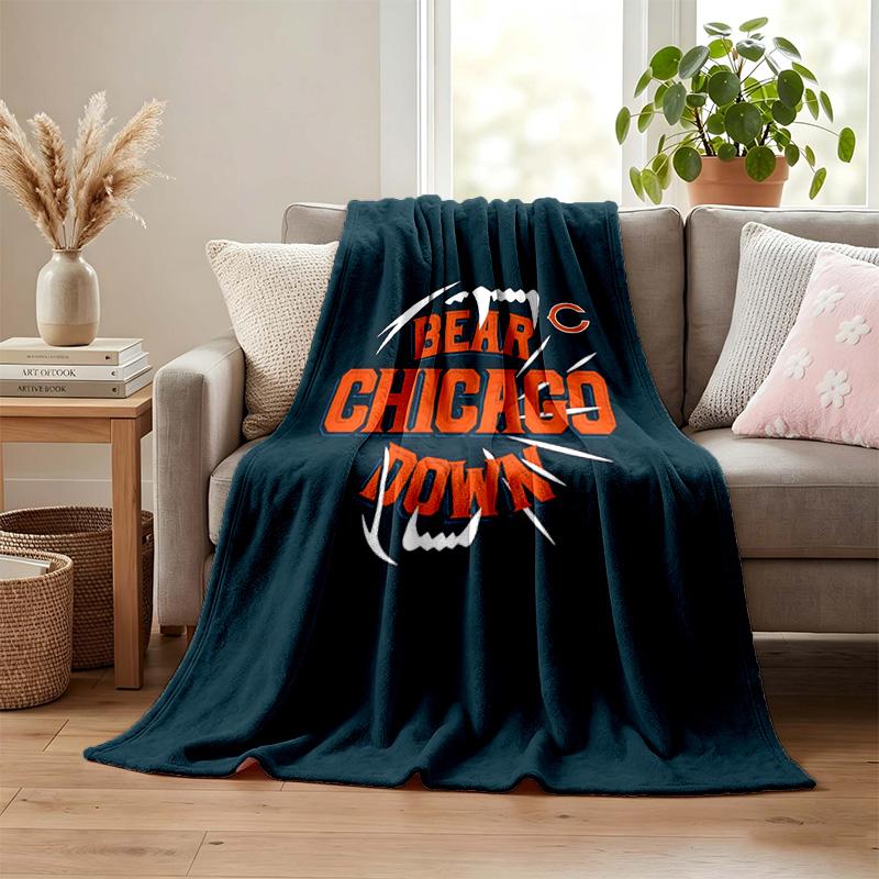 Chicago Bears Blanket Flannel Blanket Soft Cozy Plush Throw for Sofa Bed Lightweight Home Decoration