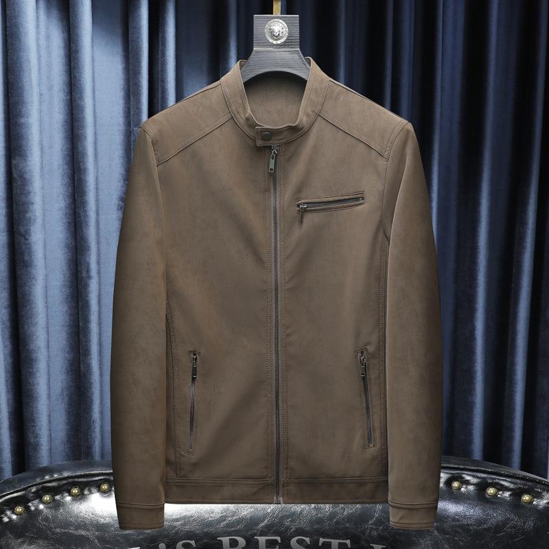 

2025 Новый Стиль Мужская Кожаная Куртка Модная Повседневная Корейская Версия Приталенное Кожаное Пальто Повседневный Наряд 9117 XL хаки