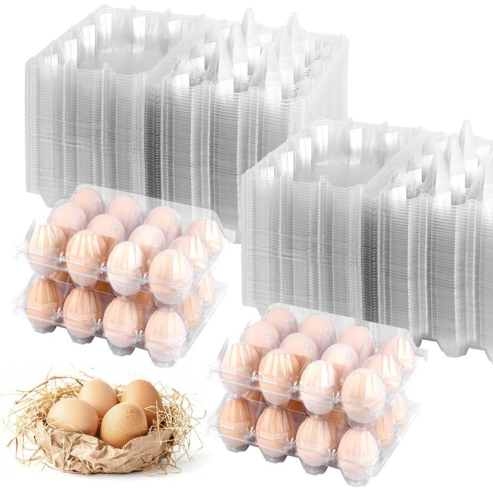 100PCS Durable Clear Egg Cartons 3 * 4 Grids 12 Count Egg Containers Medium Reusable Egg Holder Egg Trays Chicken Eggs