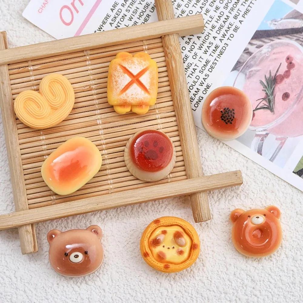 8 Stück Glänzende Cartoon Bär Brot Serie Harz Flache Harz Kühlschrankmagnete Whiteboard Aufkleber DIY Dekorative Küchenaccessoires