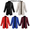 2022 New Fashion European And American Boys' Formal Coat In Solid Color Stylish Steampunk Retro Stand Collar