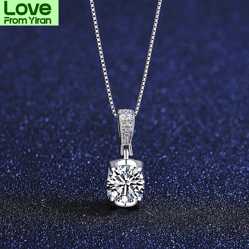 Real 1 Carcat D Color Moissanite Pendant Necklaces Top Quality 100 % Tone Wedding Occasion Gathering Bridal Gathering Party Event
