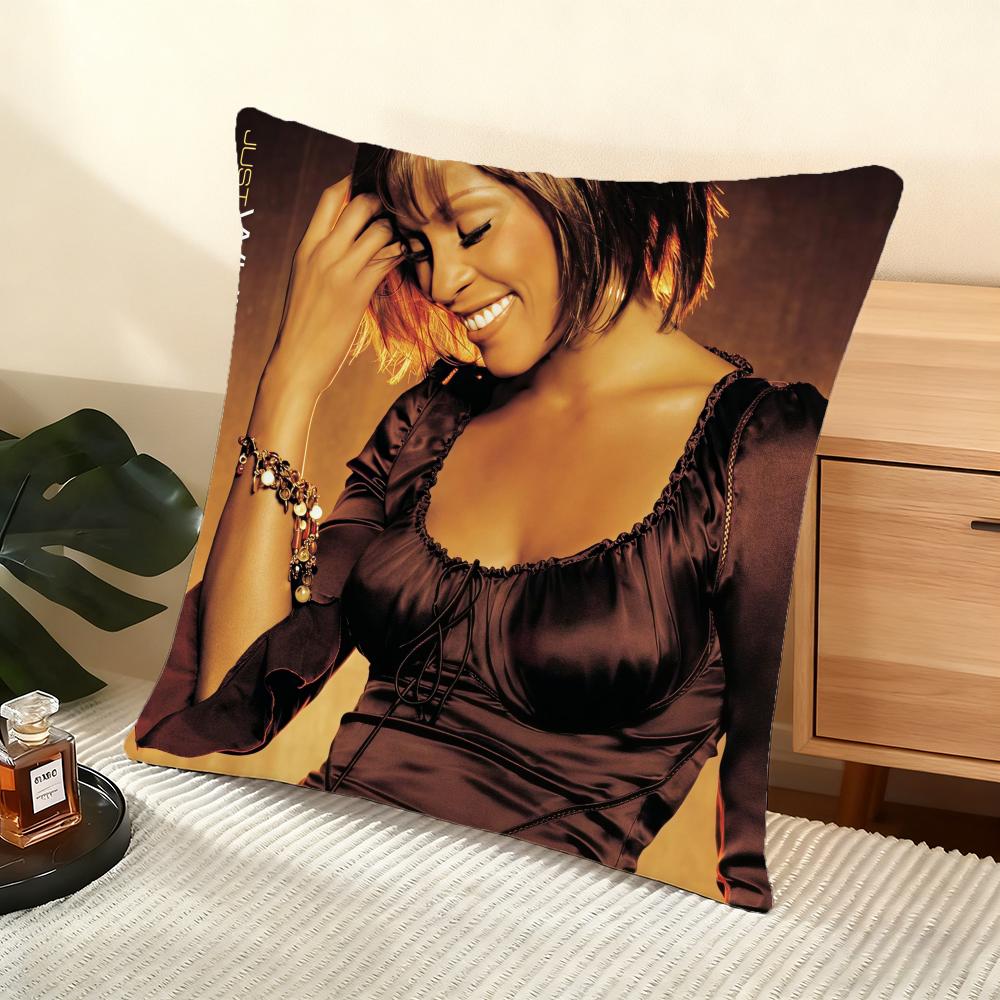 Cushion Cover Silky Short Plush Home Sofa Cushion Cover - Invisible Zipper Home Decoration Whitney Houston Album