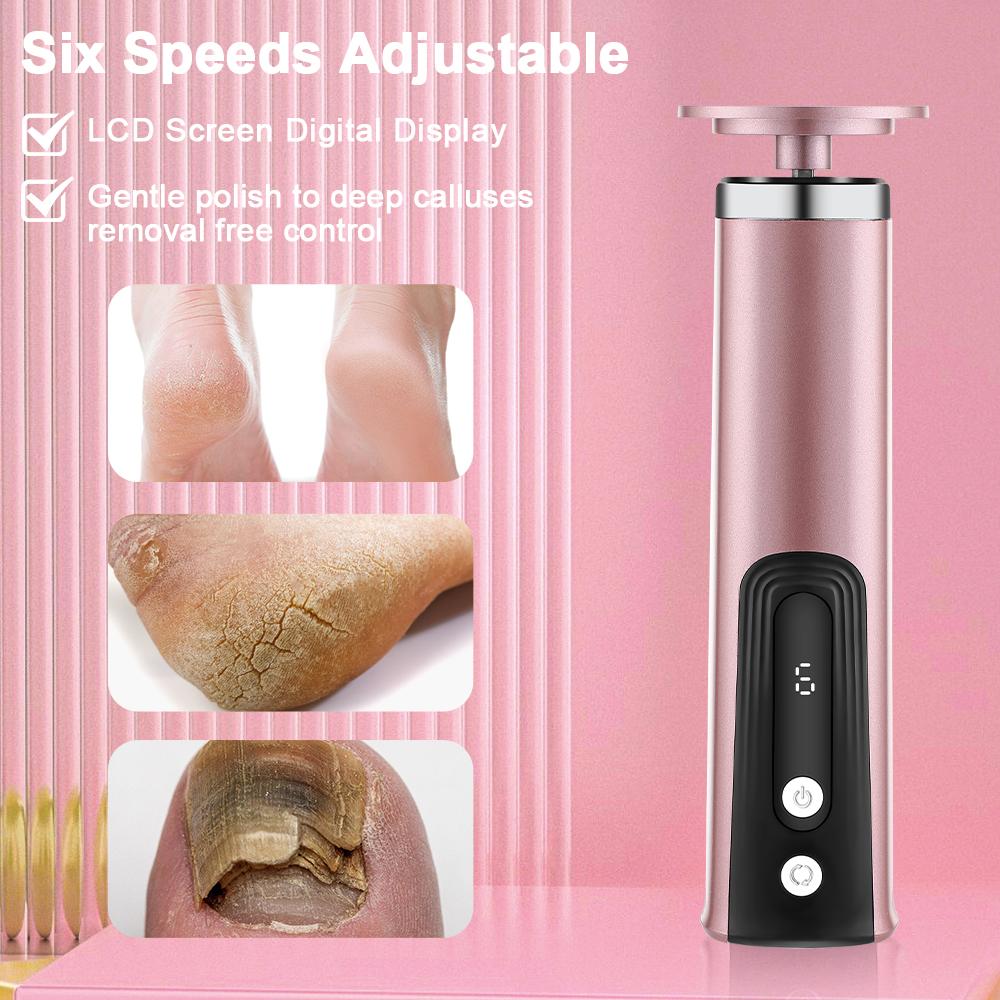 USB Rechargeable Wireless Electric Foot File Cuticle Callus Remover Machine Pedicure Tools Foot Heel Care Tool With Sandpaper