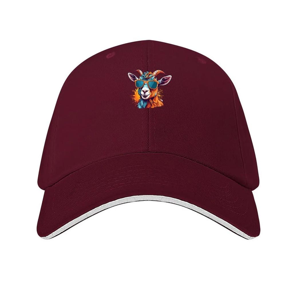 Cool Goat in Glasses Baseball Cap Snap Back Hat Golf summer hat tactical cap Unisex Luxury Brand Womens
