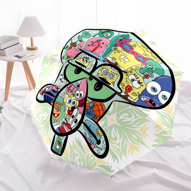 

1pc Squidward Cartoon Umbrella, Portable 3-Fold Compact Umbrella, Suitable for Camping, Hiking and Travel, Ideal Easter Birthday Gift for Family and F