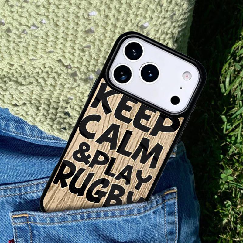 Keep Calm and Play Rugby Phone Case For iPhone 17 AIR 16 Pro Max 15 14 Pro 11 12 13 Shockproof Silicone Cover