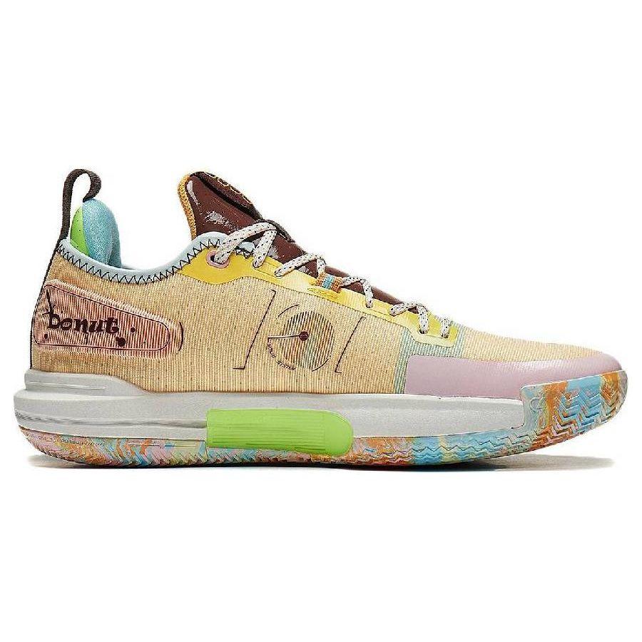 Li Ning Flash 9 Premium Basketball Shoes Men sneaker Yellow Brown Blue ABAT015-5