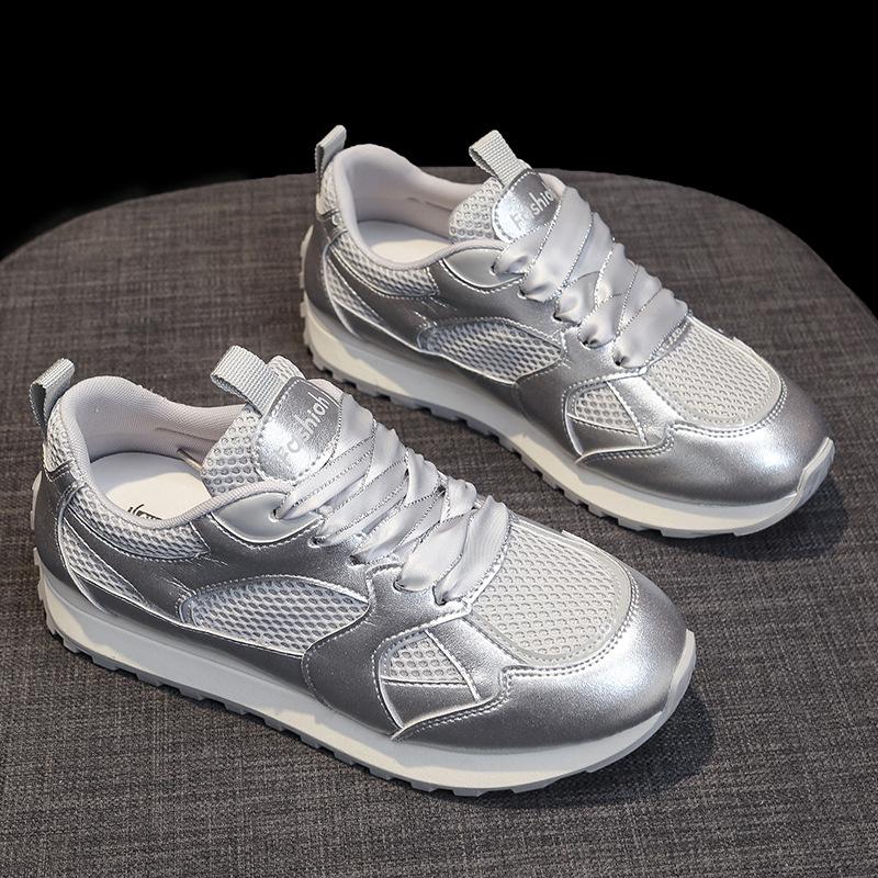 Leather Mesh Breathable Forrest Gump Shoes Children's Summer New Thick-soled Lightweight White Shoes Casual Sports Shoes Women