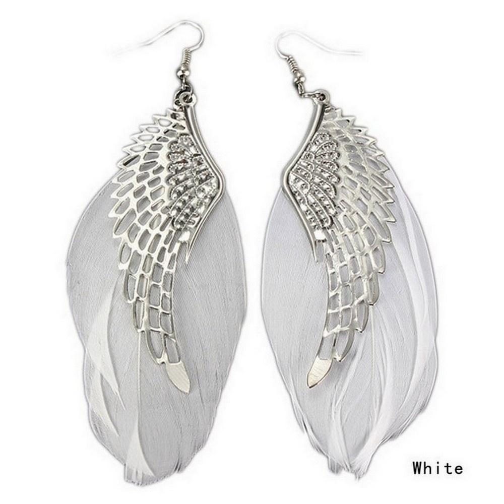 Zarte 1 Paar Retro Damen Engel Flügel Feder Ohrringe Legierung Schmuck CQ1231