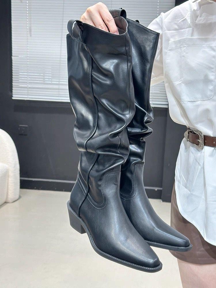 Fashion High Boots for Women Suede Pointed Toe Designer Shoes Mid Heels Fashion Pumps 2025 Winter New Chelsea Boots Femme Zapatillas