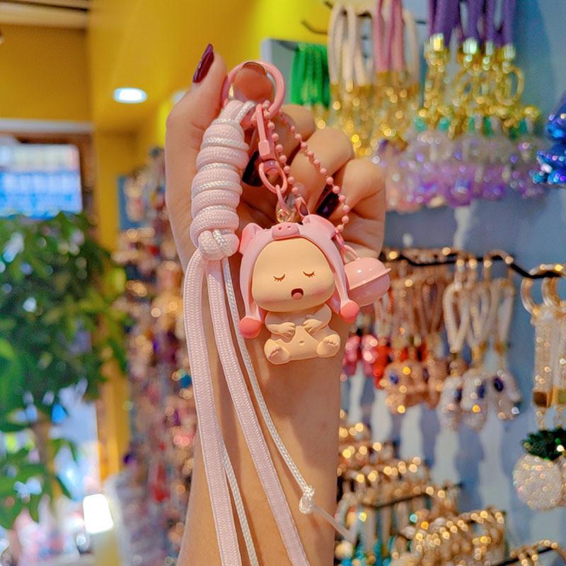 Animal Hat Resin Keychain Cute Sleep Doll For Gift And Party Decor