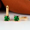 Red Zircon Square Stone Earrings Multicolor Crystal Hoop Earrings Antique Gold Color Engagement Earrings For Women Bride Jewelry