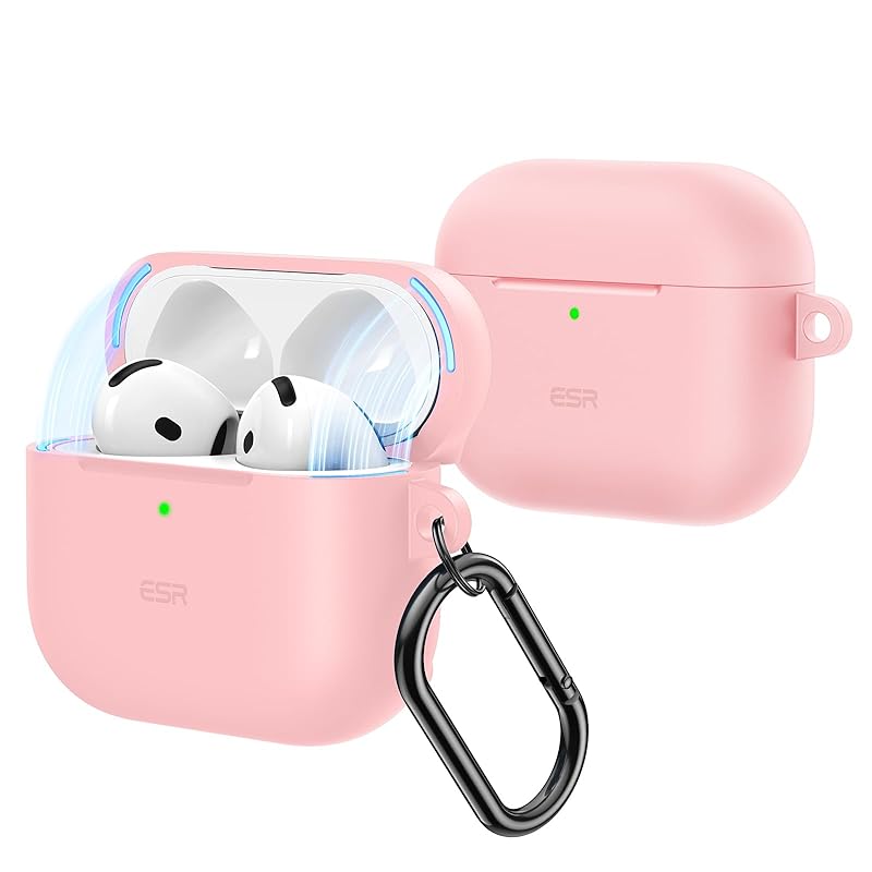 

ESR AirPods 4 case 4th generation (2024) (USB-C) correspondence magnetic lid lock Complete fall prevention cover With carabiner Cloud series pink
