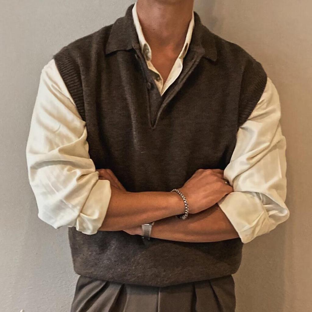 Men's Retro Luxury Knit Vest Waistcoat Sweater - Spring/Autumn Style